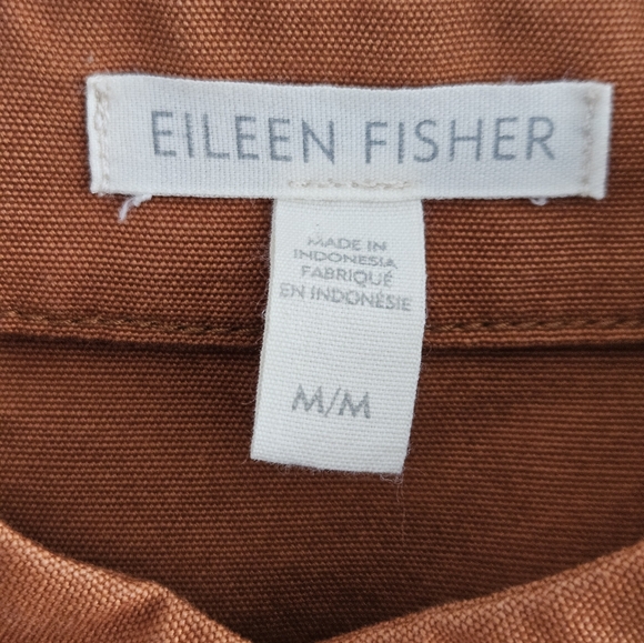 Eileen Fisher Washed Organic Cotton Canvas Jacket Medium Orange Chore Minimalist - Picture 8 of 10